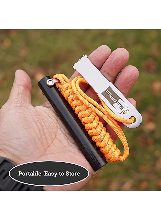 FERROFIRE FS916 Super-Duty Ferro Rod Fire Starter with 9/16 Inch x 4 Inch Ferrocerium Rod Magnesium Flint and Steel Superb Large Ferro Rod Striker 550 Paracord Lanyard Handle for Camping Emergency - Image 2