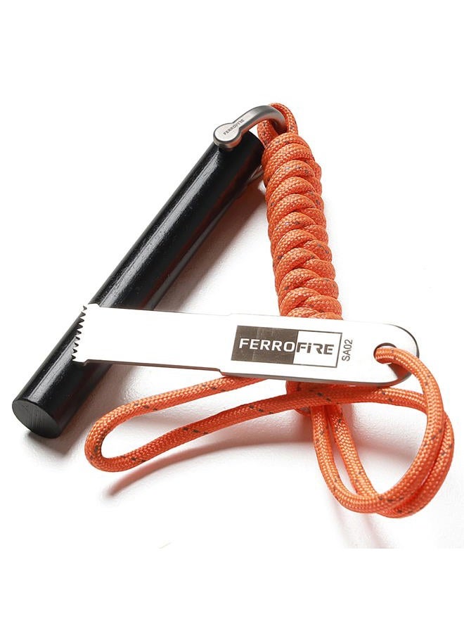FERROFIRE FS916 Super-Duty Ferro Rod Fire Starter with 9/16 Inch x 4 Inch Ferrocerium Rod Magnesium Flint and Steel Superb Large Ferro Rod Striker 550 Paracord Lanyard Handle for Camping Emergency - Image 1
