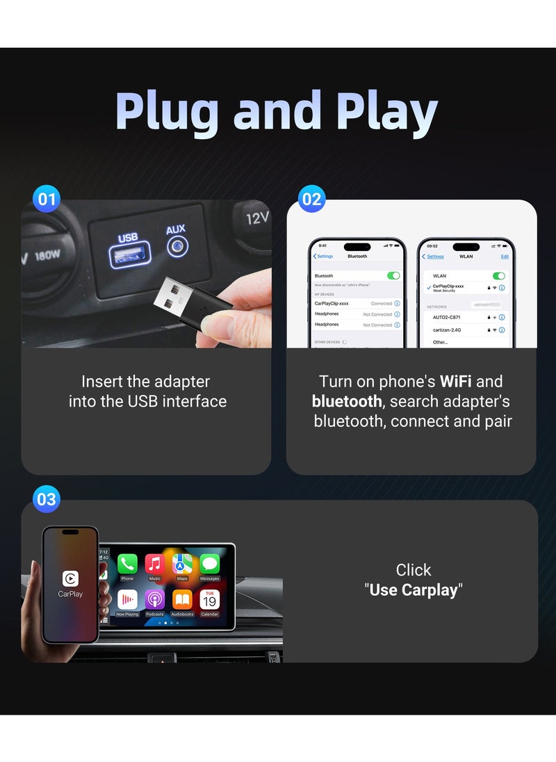 Ottocast - Wireless CarPlay Adapter with 1.6-Inch Screen, Wired to Wireless CarPlay Converter Compatible with Android & iOS, Multifunctional Display for Car Frame & Music Cover, Stable and Easy Connection, Fits 99% of Cars ﻿ ﻿ - Image 1