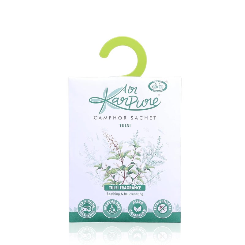 CYCLE Pure Karpure Camphor Sachet - Pack of 5 | Air Freshener for Wardrobe, Home, Office, Bathroom, Car| Turkish Rose, Night Queen, Thulsi, Floral Musk, Eucalyptus| Each Lasts up to 30 Days - Image 4