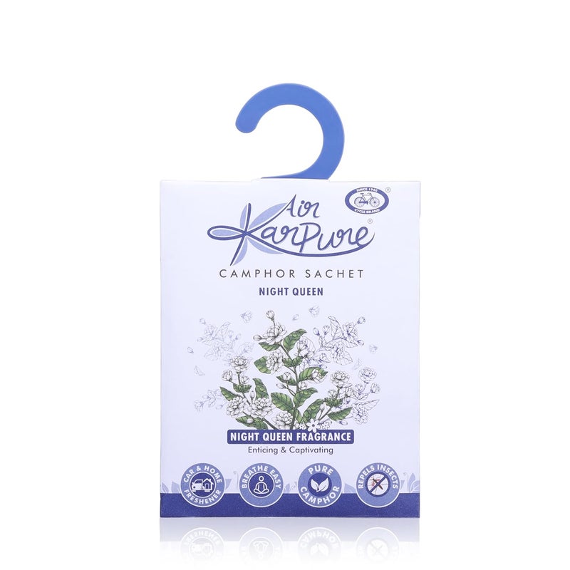 CYCLE Pure Karpure Camphor Sachet - Pack of 5 | Air Freshener for Wardrobe, Home, Office, Bathroom, Car| Turkish Rose, Night Queen, Thulsi, Floral Musk, Eucalyptus| Each Lasts up to 30 Days - Image 3