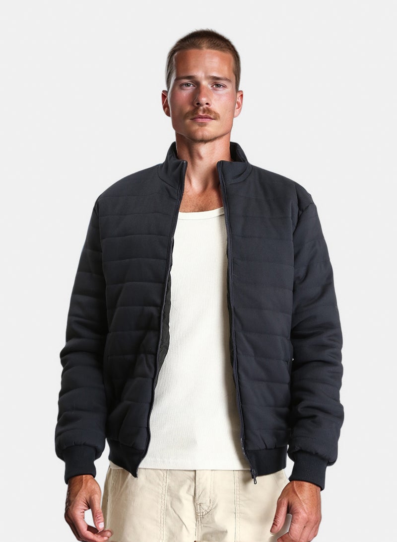 RAVIN Men Long Sleeves Bomber Jacket With Hem Dark Navy Blue - Image 1