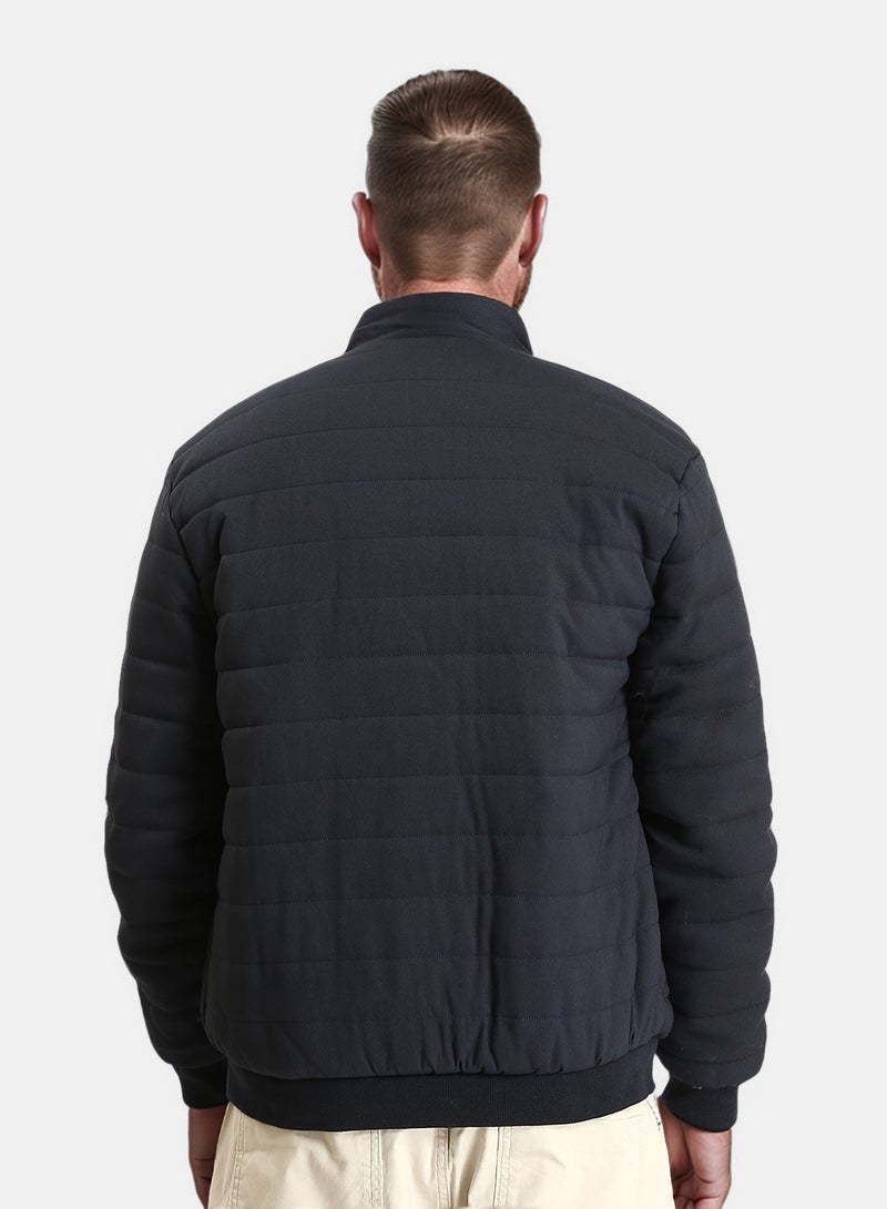 RAVIN Men Long Sleeves Bomber Jacket With Hem Dark Navy Blue - Image 2