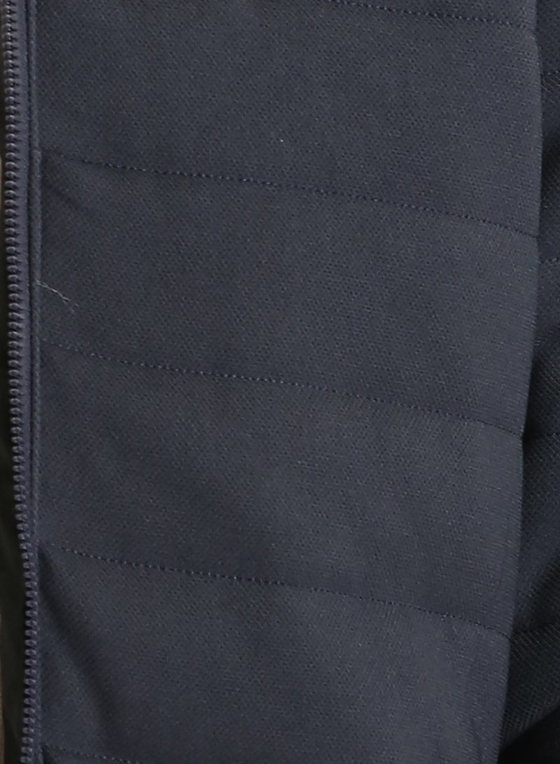 RAVIN Men Long Sleeves Bomber Jacket With Hem Dark Navy Blue - Image 3