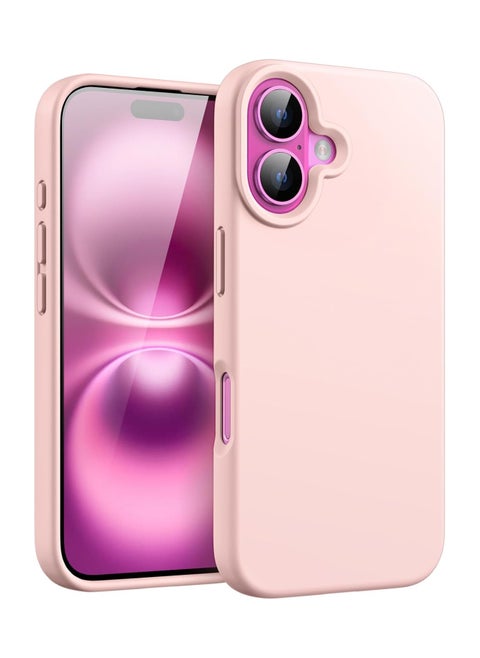 Silicone Case Compatible with iPhone 16, Slim Liquid Silicone, Layers of Soft Gel Rubber Shockproof, Protective Phone Case Cover with TPU Lining (Sand Pink)