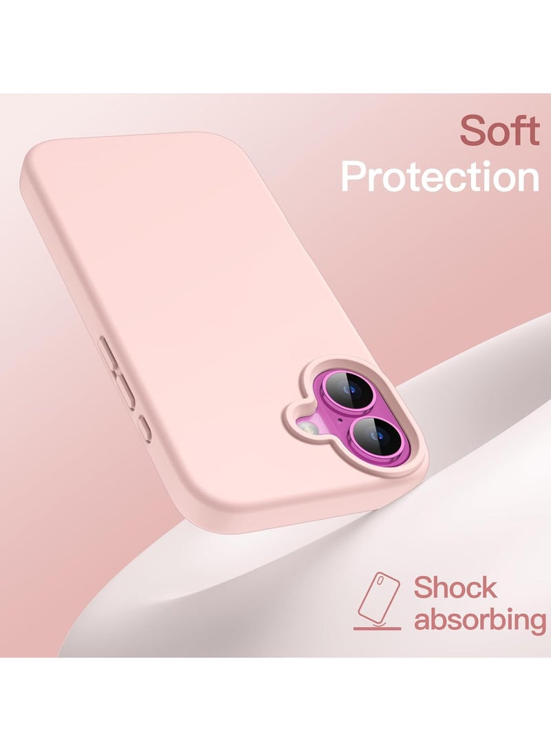 Silicone Case Compatible with iPhone 16, Slim Liquid Silicone, Layers of Soft Gel Rubber Shockproof, Protective Phone Case Cover with TPU Lining (Sand Pink) - Image 3