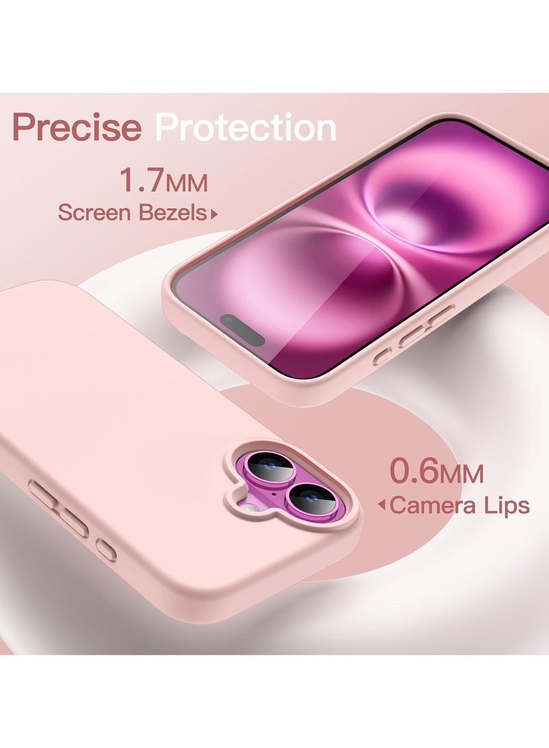 Silicone Case Compatible with iPhone 16, Slim Liquid Silicone, Layers of Soft Gel Rubber Shockproof, Protective Phone Case Cover with TPU Lining (Sand Pink) - Image 4