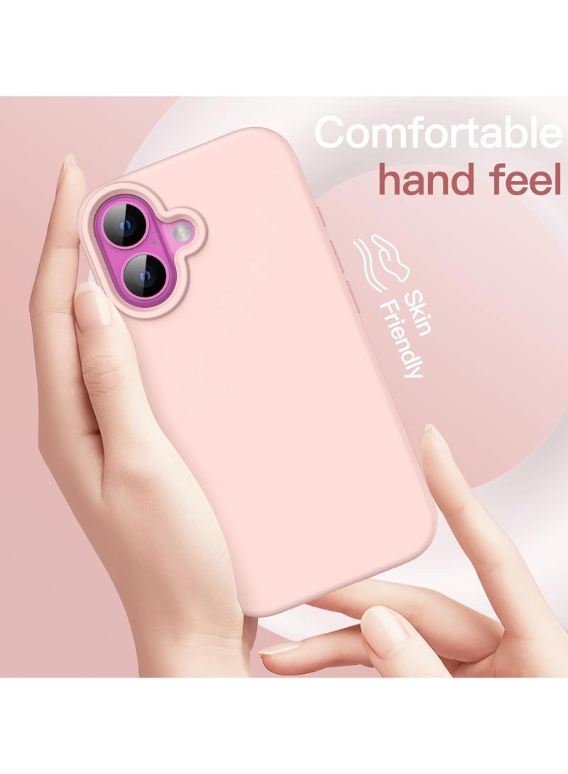 Silicone Case Compatible with iPhone 16, Slim Liquid Silicone, Layers of Soft Gel Rubber Shockproof, Protective Phone Case Cover with TPU Lining (Sand Pink) - Image 5