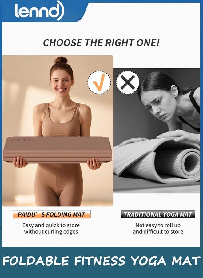 LENND Foldable Fitness Yoga Mat | 2/5" (10MM) Extra Thick |  Non-Slip TPE | 190cm*66cm Extra Long-Wide | Portable & Easy Store | for Yoga, Pilates, Home Gym & Full-Body Workouts - Image 5
