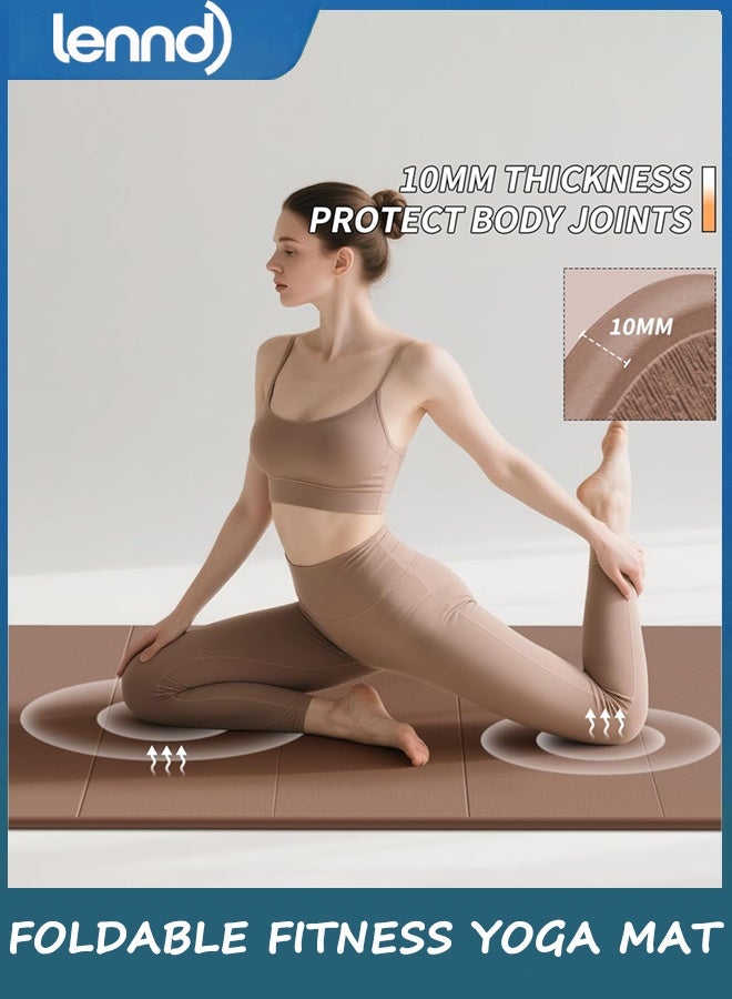 LENND Foldable Fitness Yoga Mat | 2/5" (10MM) Extra Thick |  Non-Slip TPE | 190cm*66cm Extra Long-Wide | Portable & Easy Store | for Yoga, Pilates, Home Gym & Full-Body Workouts - Image 4