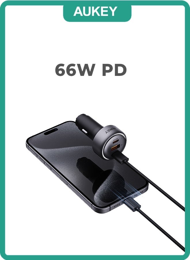AUKEY Pathfinder Mix 3 66W Fast Charging Car Charger CC-P1 Gray Gray - Image 1