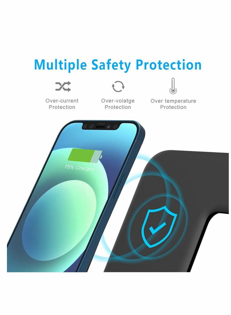 Captaintech 3 in 1 Universal 15W Qi Wireless Charger, Fast Charger Stand for IPhoneX Xs XsMax Xr 8 8Plus Quick Charge 3.0 Fast Charger Dock Stand for IWatch 1 2 3 4 - Image 5