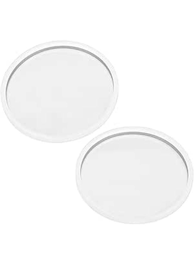 White Frame Convex Blind Spot Mirror Adhesive Mount for Truck SUV Enhanced Safety Driving - Image 1