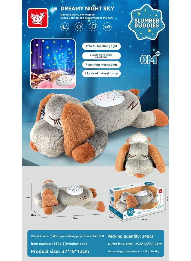 Baby Comfort Doll Cute Animal Doll Creative Sound And Light Colorful Projection Doll Plush Toys-Specifications:Pa Pa Dog Soothing Projector Plush Doll -Color:330K-A/330K-/330K-C/330K-F/330K-G/330K-H/330K-K/33 - Image 1