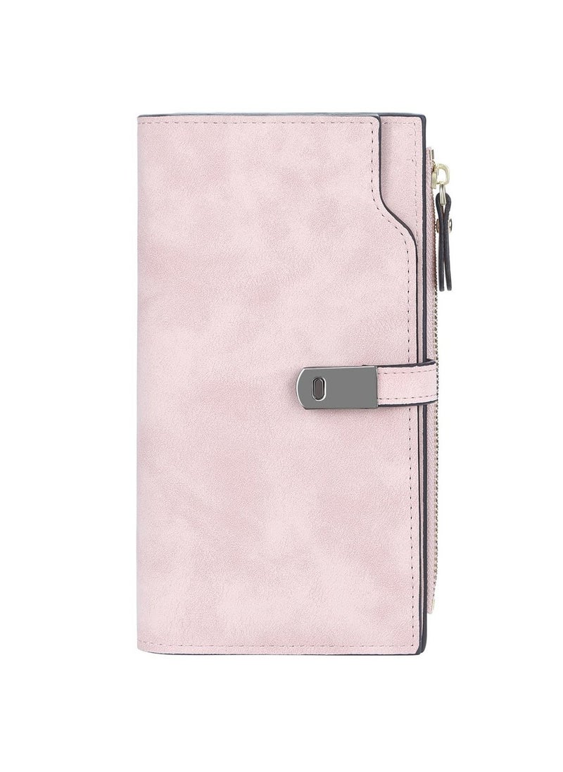 Women's Purse, PU Leather Wallets Women's Small, with Pocket Purse Wallet, Women's Short Soft and Comfortable Purse Card Holder with 16 Card Slots, Pink, for Party, Shopping, Travel(1 Pack) - Image 1