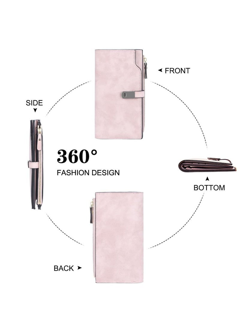 Women's Purse, PU Leather Wallets Women's Small, with Pocket Purse Wallet, Women's Short Soft and Comfortable Purse Card Holder with 16 Card Slots, Pink, for Party, Shopping, Travel(1 Pack) - Image 4