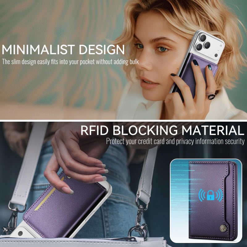 Vinich for MagSafe Wallet Magnetic RFID Blocking Card Holder Compatible with MagSafe Phones and Cases, Strong Magnet Minimalist Phone Wallet for iPhone 17/16/15/14/13/12/ Pro/Max/Plus, Purple - Image 3