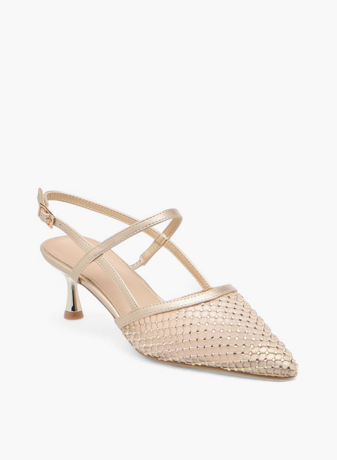 Flora Bella By Shoexpress Embellished Pointed Toe Shoes with Buckle Closure and Stiletto Heels  - Image 2