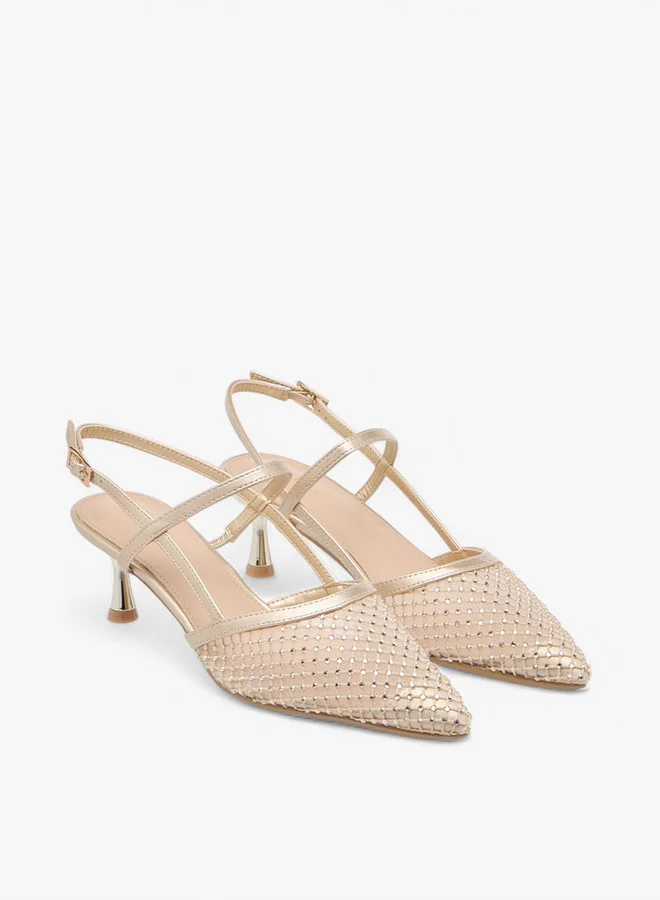 Flora Bella By Shoexpress Embellished Pointed Toe Shoes with Buckle Closure and Stiletto Heels