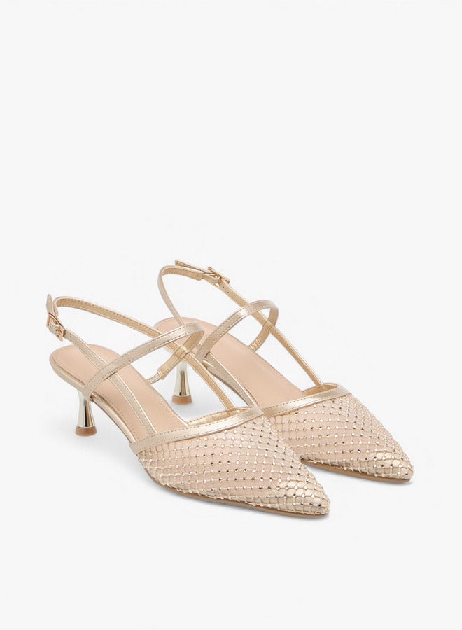 Flora Bella By Shoexpress Embellished Pointed Toe Shoes with Buckle Closure and Stiletto Heels  - Image 1