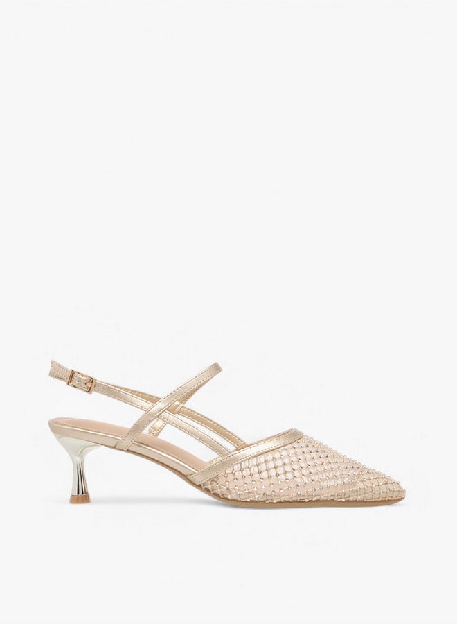 Flora Bella By Shoexpress Embellished Pointed Toe Shoes with Buckle Closure and Stiletto Heels  - Image 3