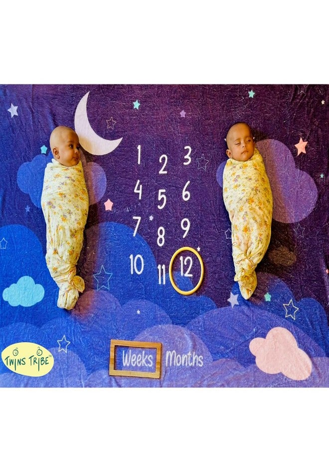 TwinsTribe Milestone Blankets for Twins: The Night Sky | Gift Idea for Newborn Twins | Attractive Gift Box | Perfect for Capturing Memories - Image 2