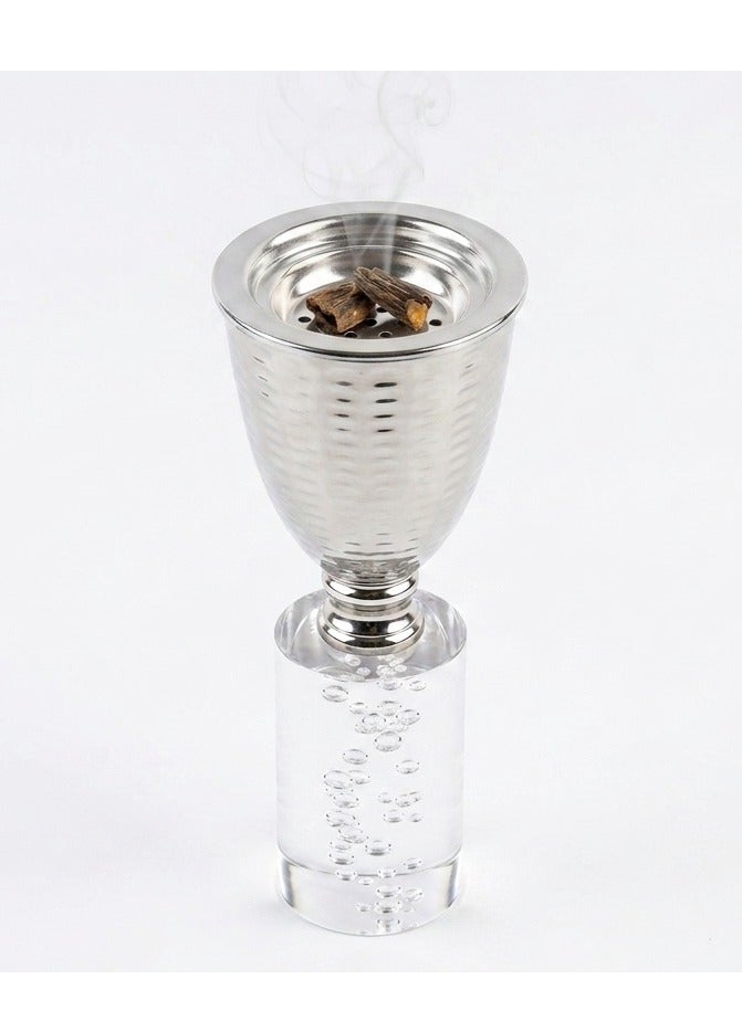 Rymel Premium Crystal and Silver Metal Bakhoor Burner – Modern Luxury Mabkhara for Oud, Frankincense, and Charcoal Incense, Elegant Arabian Home Decor Centerpiece - Image 2