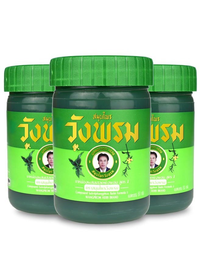 WANG PROM Herbal Balm-Insect Bite Balm for Muscles, Joints, and Whole Body- Soothes and Pains 50g (Pack of 3) (Green Herb) - Image 1