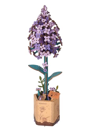 rowood 3D Puzzles for AdultsWooden Artifical Flower Craft KitDIY Botanical Collection Building Toy SetMothers DayValentines DayThanksgiving DayChristmasBirthday Gift Lilac - Image 1