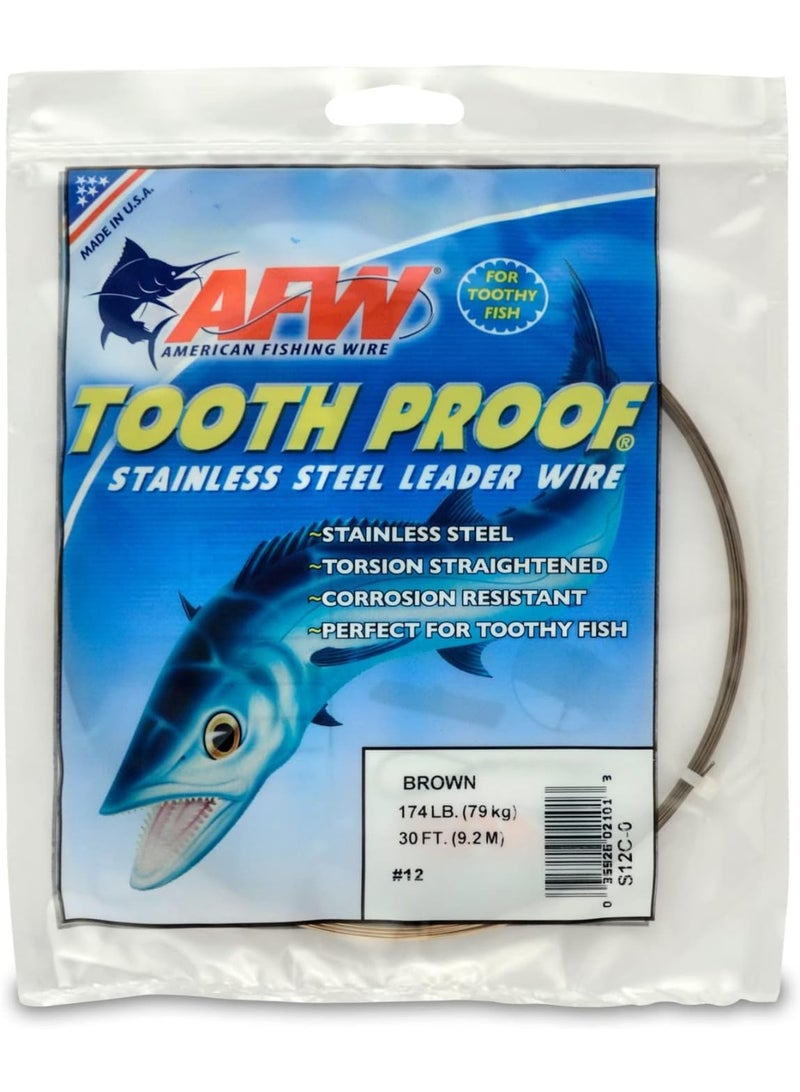 AFW AFW Tooth Proof Stainless Steel Single Strand Hard Leader Wire - Bright and Camo for Shark, Barracuda, King Mackerel, Wahoo, Snook Bite Protection for Toothy Critters, Rigging Baits and Lures - Image 1