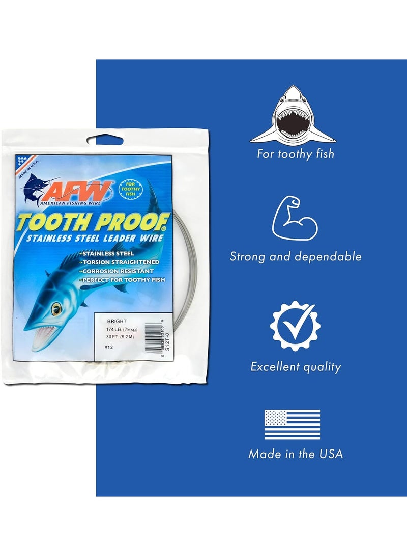 AFW AFW Tooth Proof Stainless Steel Single Strand Hard Leader Wire - Bright and Camo for Shark, Barracuda, King Mackerel, Wahoo, Snook Bite Protection for Toothy Critters, Rigging Baits and Lures - Image 2