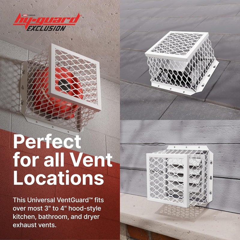 HY-GUARD Stainless Steel Universal VentGuard - 7" L x 7" W x 5" H, White Powder Coat Finish - Image 4