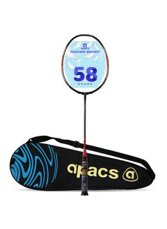Apacs Feather Weight 55 (58 Grams, World'S Lightest) Made In Vietnam | 40T Japanese Graphite Unstrung Badminton Racket With Free Full Cover | G2-4 1/8 Inches (Black Red)  - Image 1