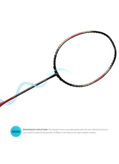 Apacs Feather Weight 55 (58 Grams, World'S Lightest) Made In Vietnam | 40T Japanese Graphite Unstrung Badminton Racket With Free Full Cover | G2-4 1/8 Inches (Black Red)  - Image 4