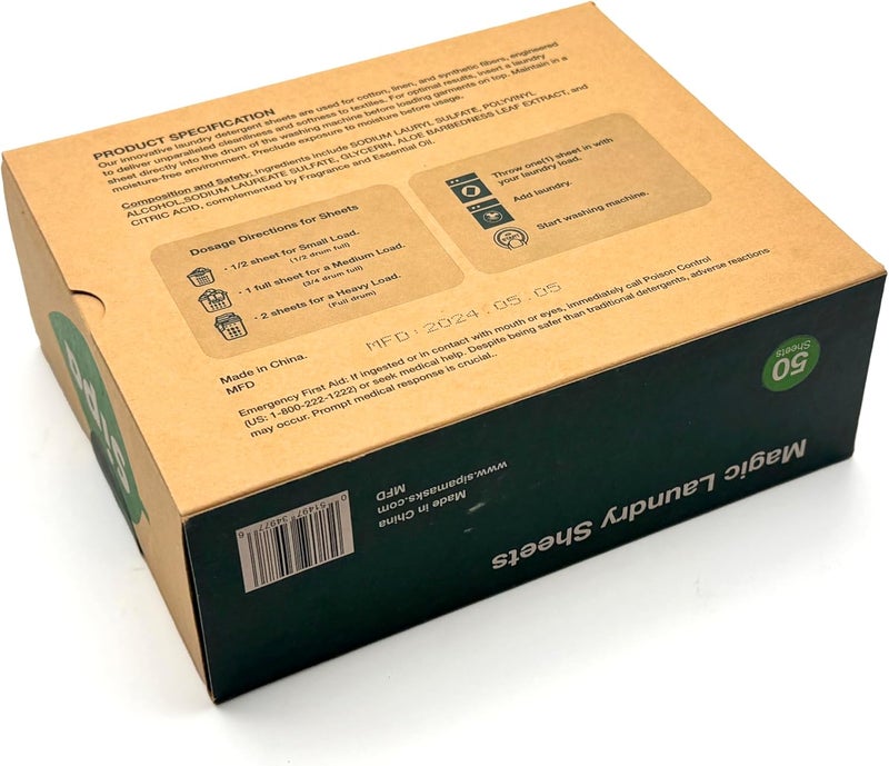 SIPA أوراق منظف الغسيل SIPA 50 ورقة 100 غسلة رائحة زنبق الوادي صديقة للبيئة خالية من الفوسفور - Image 3