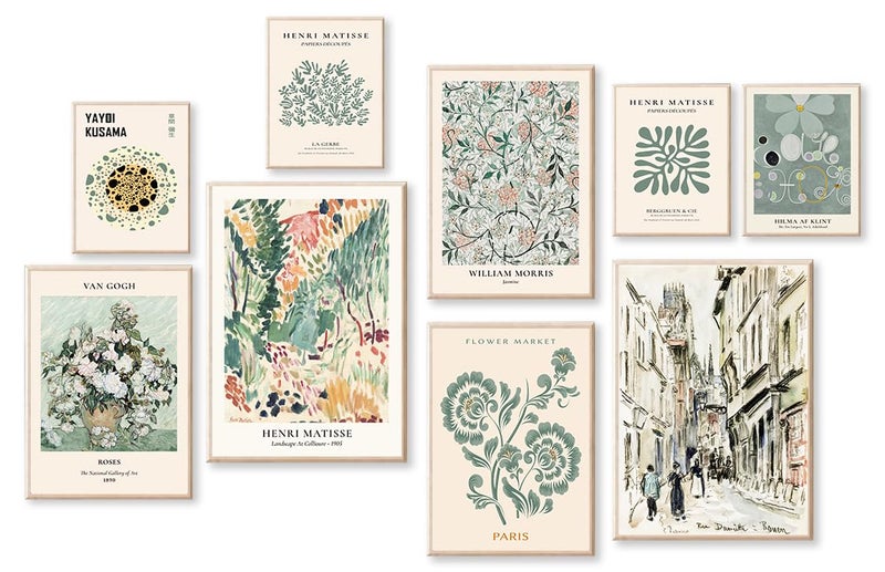 KBKBART 9 PCS Sage Green Wall Art Eclectic Decor Abstract Posters for Room Aesthetic Matisse Wall Art for Bedroom - Image 2