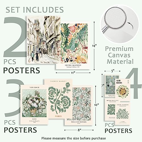 KBKBART 9 PCS Sage Green Wall Art Eclectic Decor Abstract Posters for Room Aesthetic Matisse Wall Art for Bedroom - Image 3