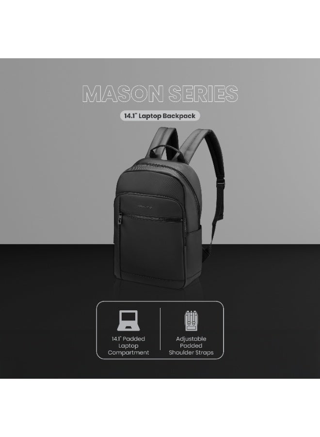 Volkano Mason 14.1" Laptop Backpack Water-Resistant Durable Travel School Work Black - Image 4