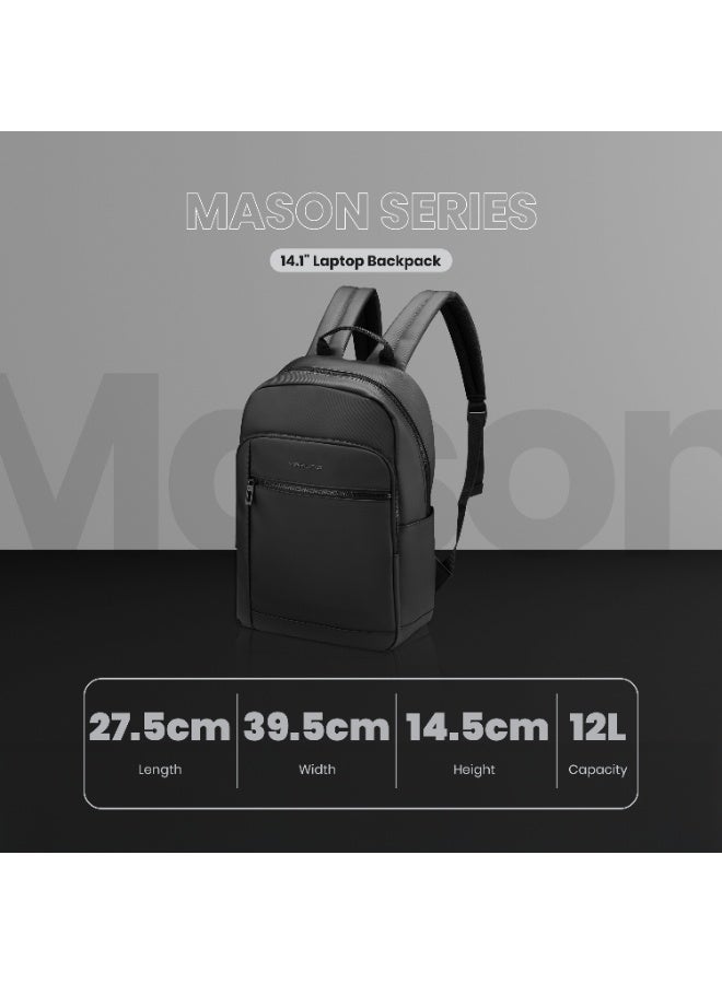 Volkano Mason 14.1" Laptop Backpack Water-Resistant Durable Travel School Work Black - Image 3
