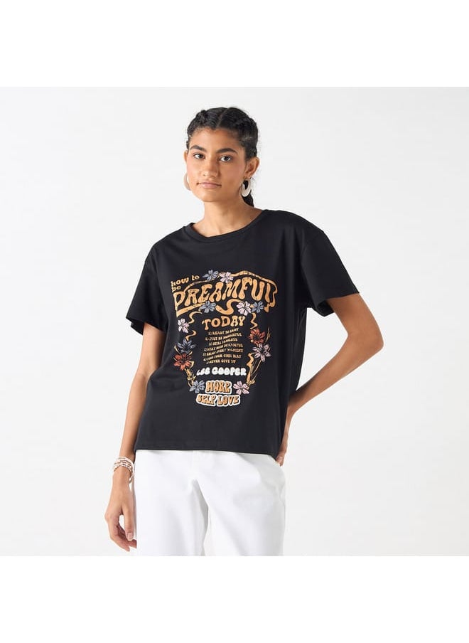 Lee Cooper - Lee Cooper Slogan Print Printed Short Sleeves T-shirt with Crew Neck - Image 1