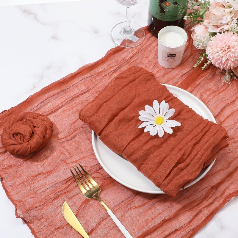 10 Pieces Gauze Cheese Napkins, Dinner Cloth Napkins, Decorative Cloth Napkins with Pleats, Wedding Party Pleated Napkins for Home Table Decorative Placemats, Terracotta, 20 X 20 Inch - Image 3