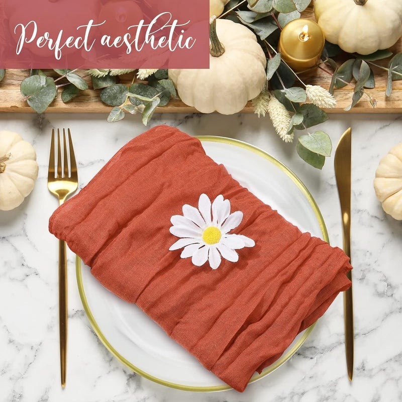 10 Pieces Gauze Cheese Napkins, Dinner Cloth Napkins, Decorative Cloth Napkins with Pleats, Wedding Party Pleated Napkins for Home Table Decorative Placemats, Terracotta, 20 X 20 Inch - Image 5