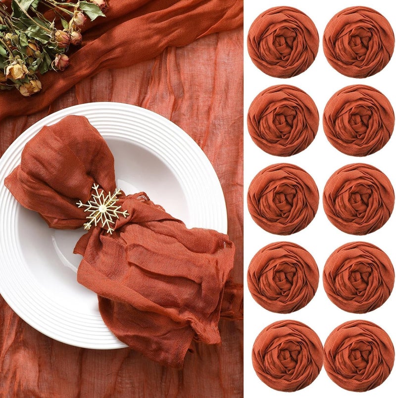 10 Pieces Gauze Cheese Napkins, Dinner Cloth Napkins, Decorative Cloth Napkins with Pleats, Wedding Party Pleated Napkins for Home Table Decorative Placemats, Terracotta, 20 X 20 Inch - Image 1