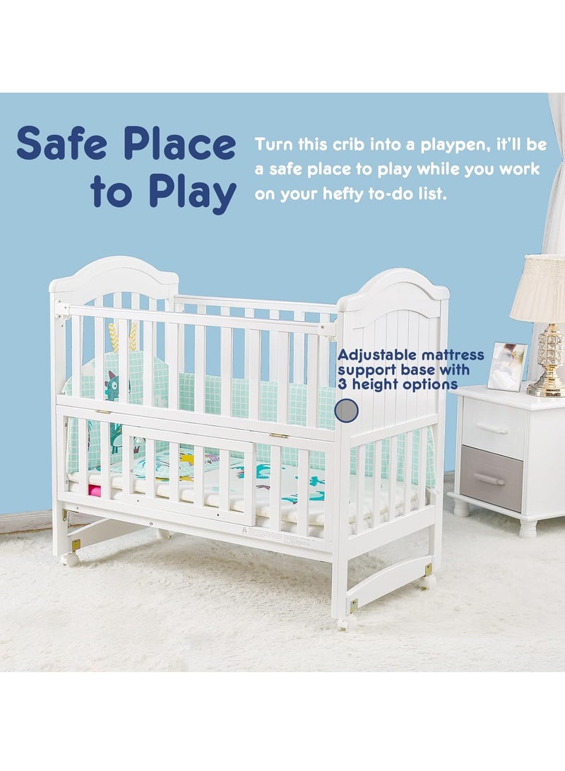 BABYCARA Baby Crib Convertible Includes Mosquito Net Bedside Sleeper for Newborn Infants to Toddlers White Size 120x70cm - Image 2