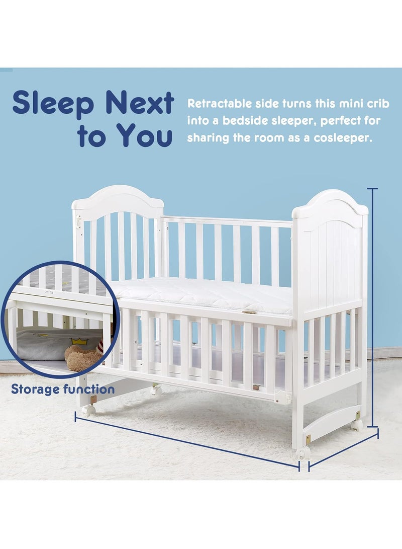 BABYCARA Baby Crib Convertible Includes Mosquito Net Bedside Sleeper for Newborn Infants to Toddlers White Size 120x70cm - Image 3