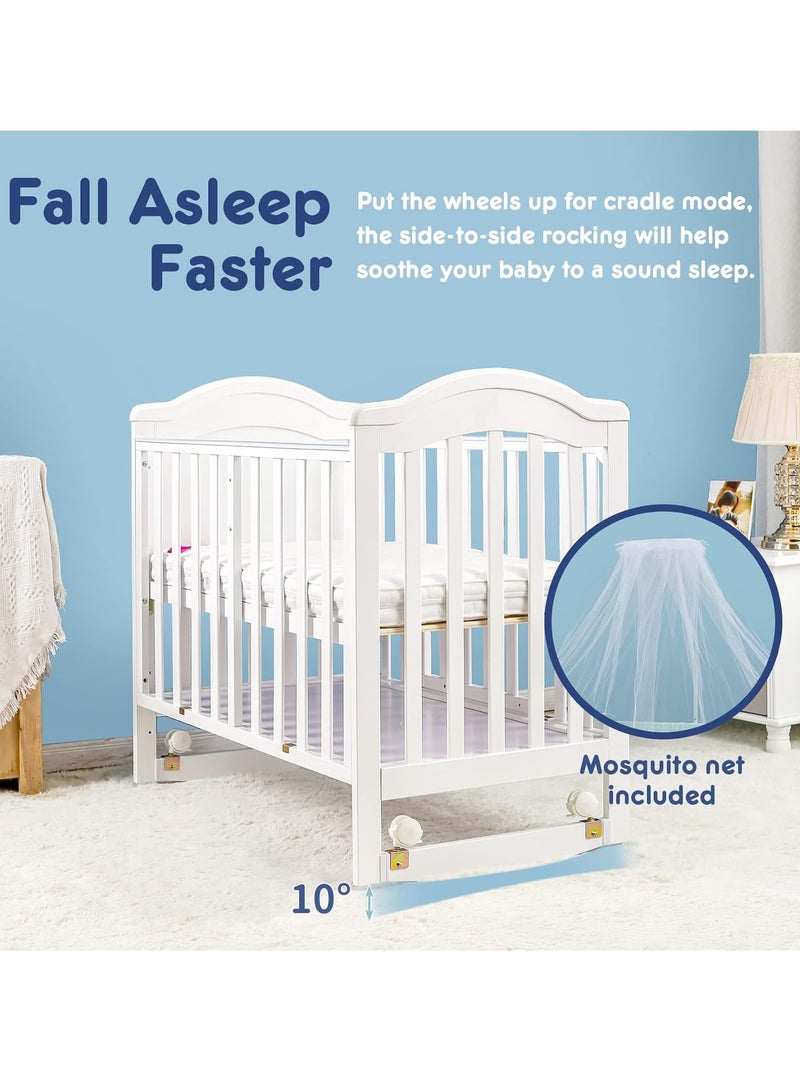 BABYCARA Baby Crib Convertible Includes Mosquito Net Bedside Sleeper for Newborn Infants to Toddlers White Size 120x70cm - Image 4