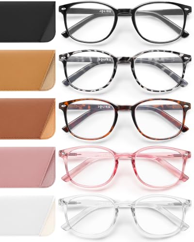 JOLISU 5 Pack Reading Glasses For Women,Blue Light Blocking Computer Reader Spring Hinge Eyeglasses (1.50) - Image 1