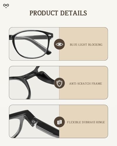 JOLISU 5 Pack Reading Glasses For Women,Blue Light Blocking Computer Reader Spring Hinge Eyeglasses (1.50) - Image 3