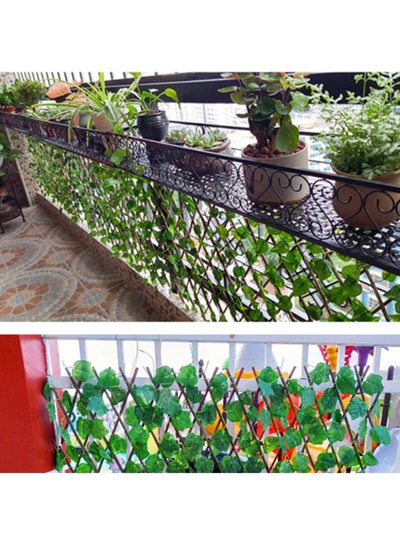 LINGWEI Bamboo Garden Fence with Artificial Leaf Green Fence 5pcs - Image 3