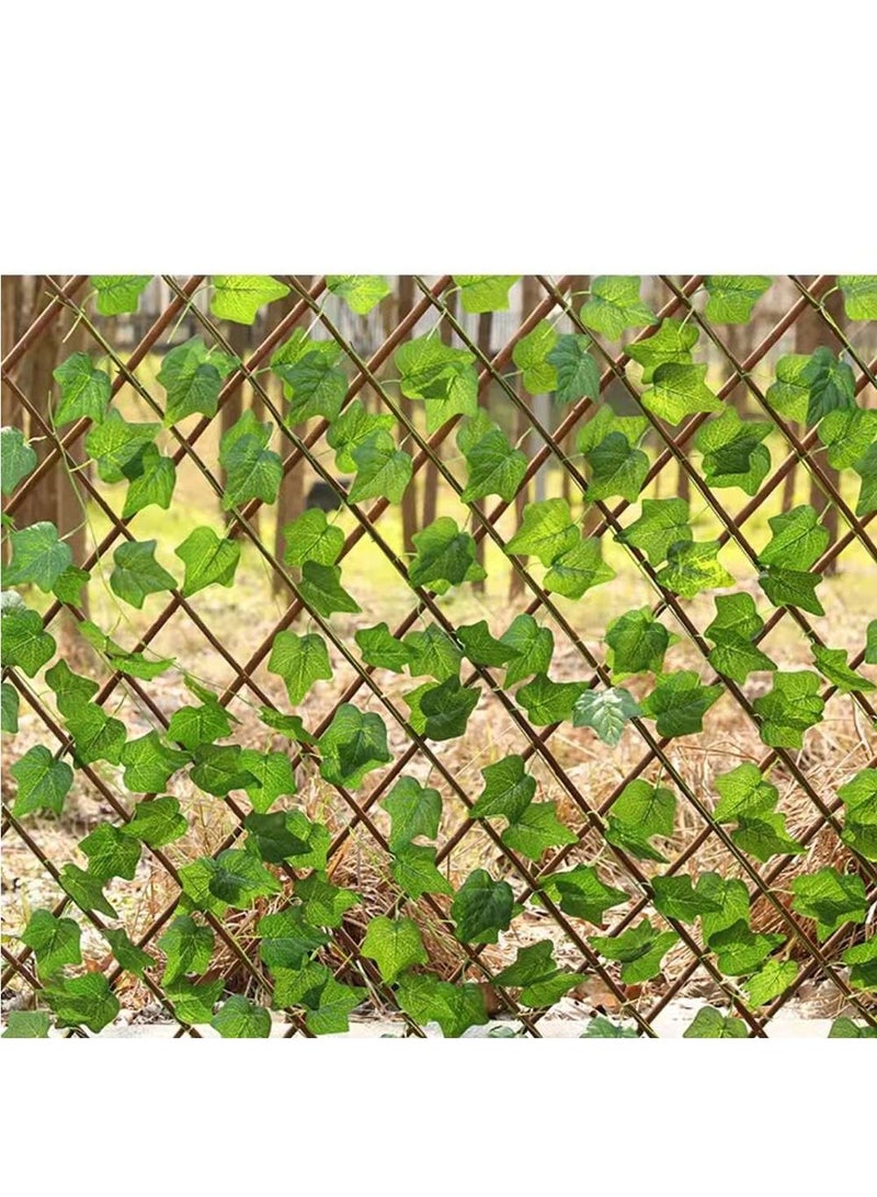 LINGWEI Bamboo Garden Fence with Artificial Leaf Green Fence 5pcs - Image 1